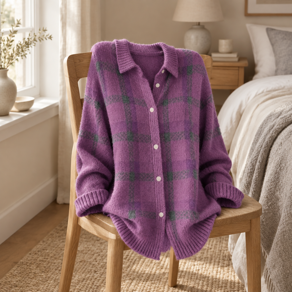 Cárdigan Mujer Oversize de Punto Grueso con Botones