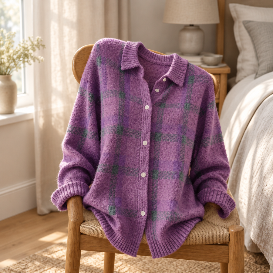 Cárdigan Mujer Oversize de Punto Grueso con Botones