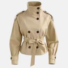 Gabardina Corta Mujer Premium – Trench Elegante con Cinturón Ajustable
