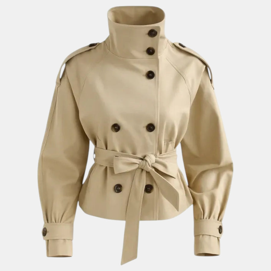 Women's Premium Short Trench Coat – Elegant Trench with Adjustable Belt