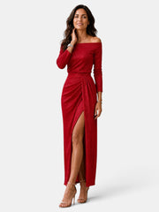 Vestido Midi Mujer Elegante Bardot