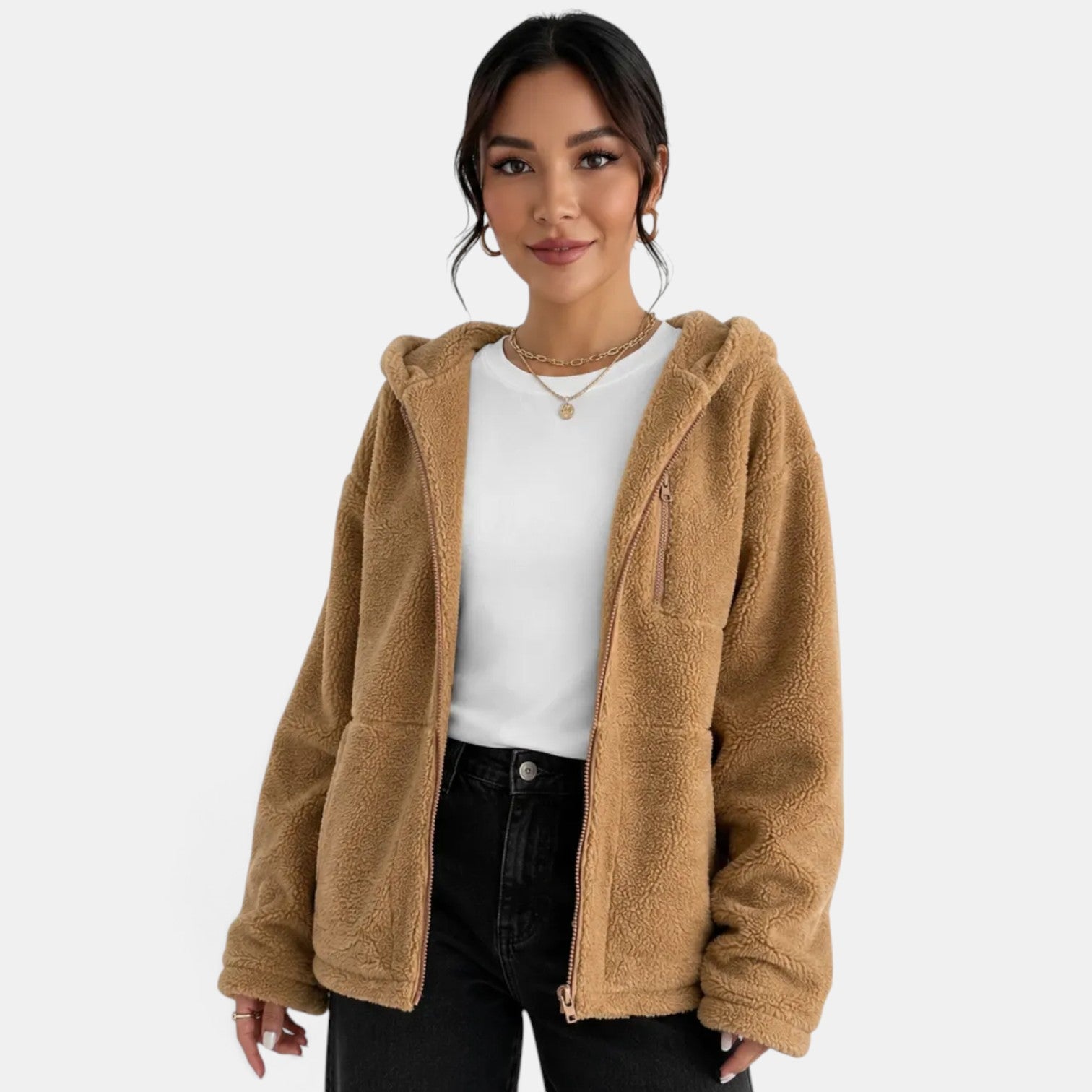 Chaqueta Acolchada Marrón Mujer Polar