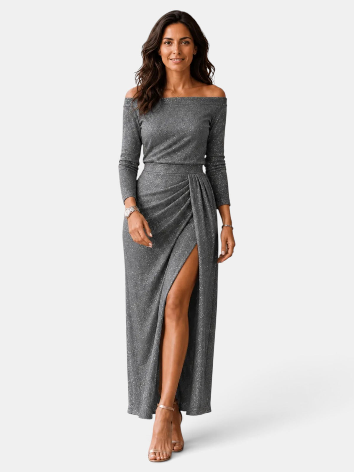 Vestido Midi Mujer Elegante Bardot