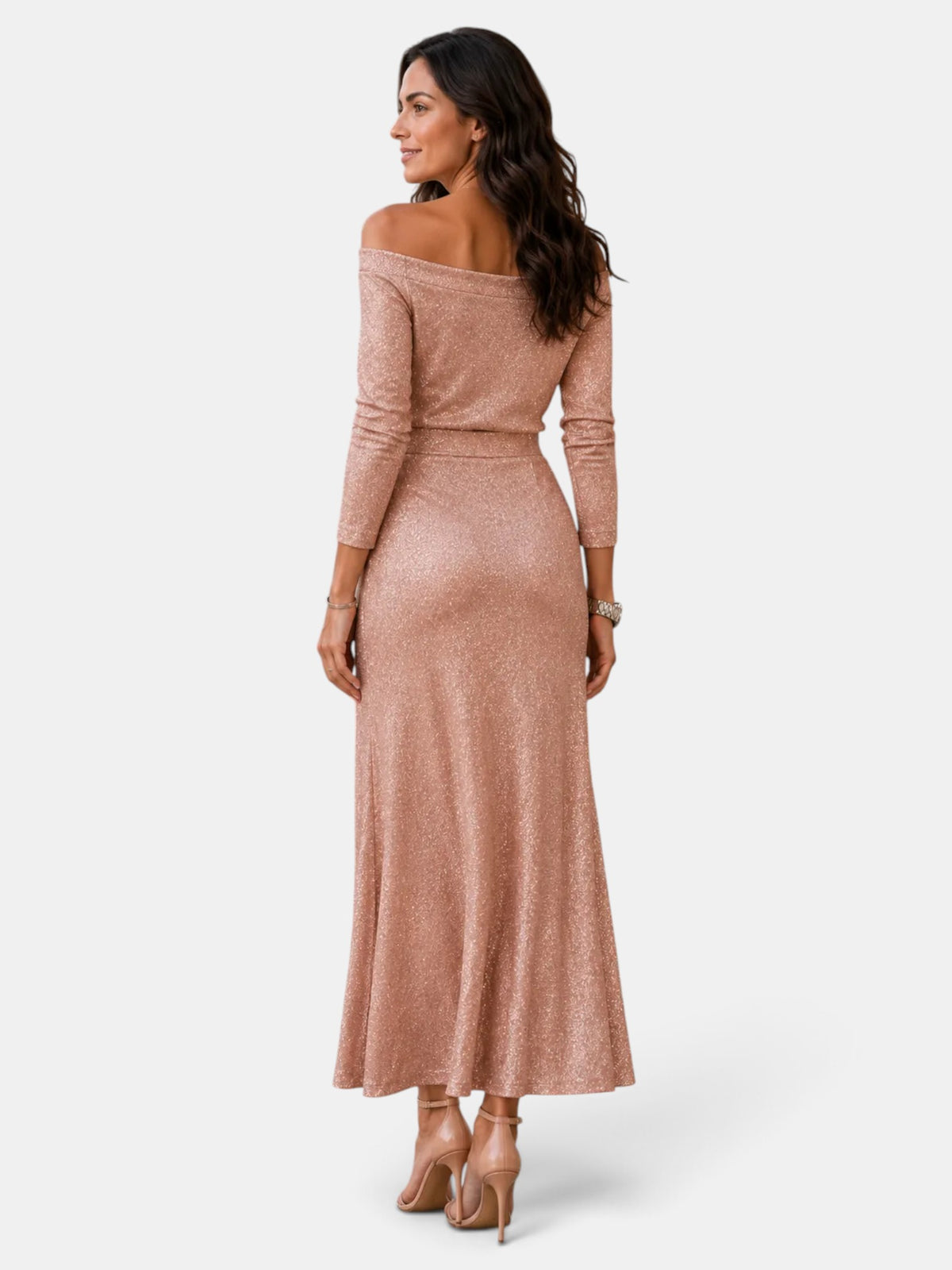 Vestido Midi Mujer Elegante Bardot