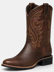 Women's Embroidered Brown Leather Cowboy Boots