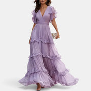 Summer Long Wedding Guest Dress with Ruffles