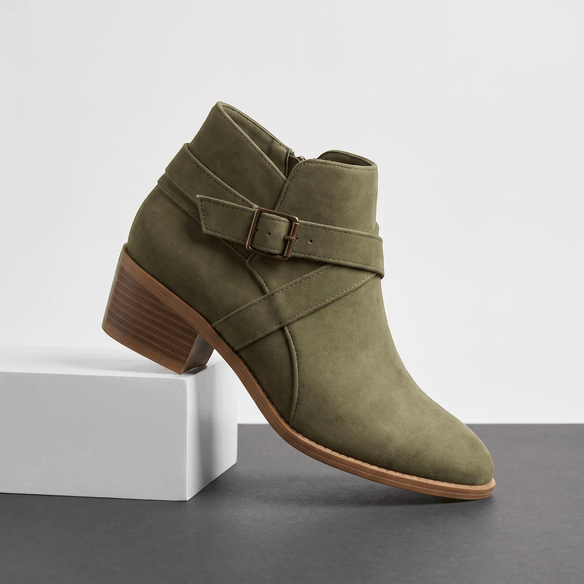Botines Mujer Ante Tacón Bloque