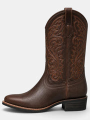 Women's Embroidered Brown Leather Cowboy Boots