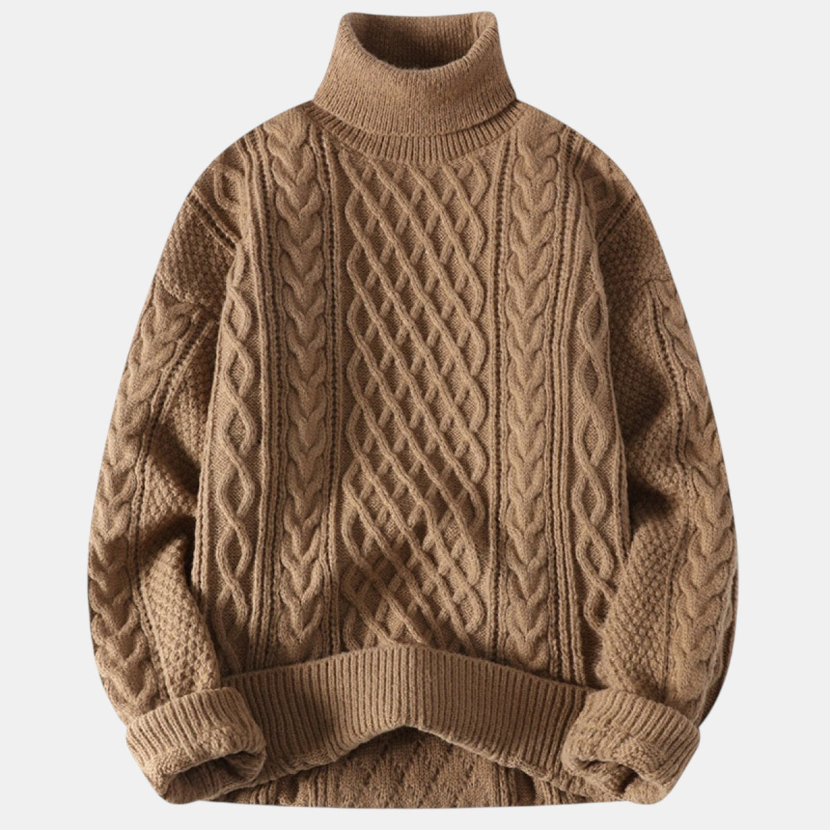 Men's Chunky Knit Jacquard Turtleneck Sweater