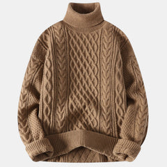 Men's Chunky Knit Jacquard Turtleneck Sweater