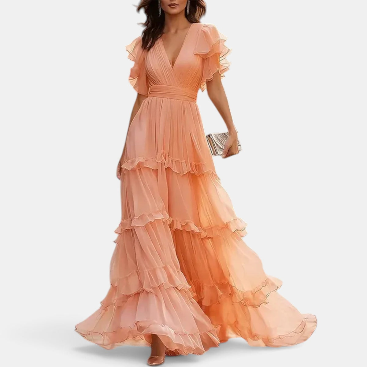 Summer Long Wedding Guest Dress with Ruffles