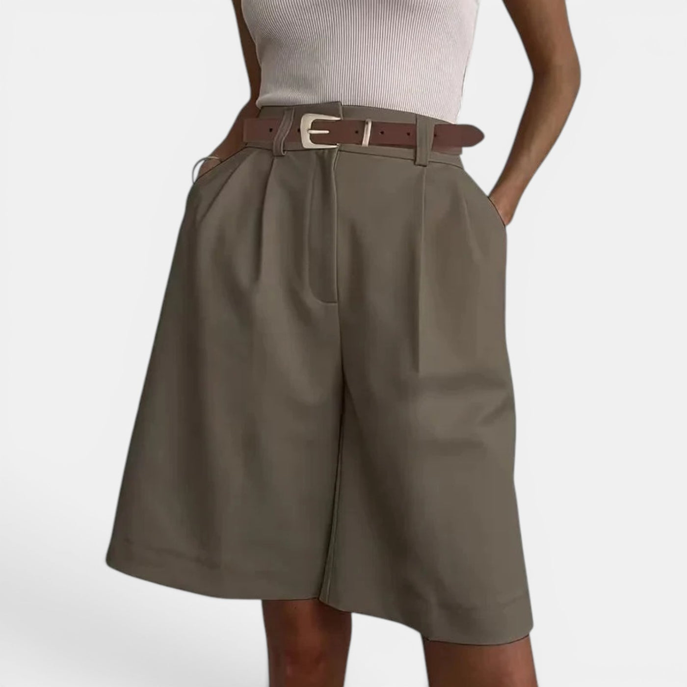 Women's Shorts with Gold Buckle