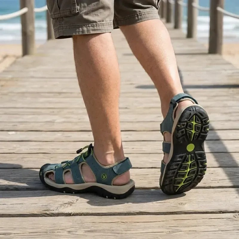 Sandalias Hombre Cuero Transpirables Verano
