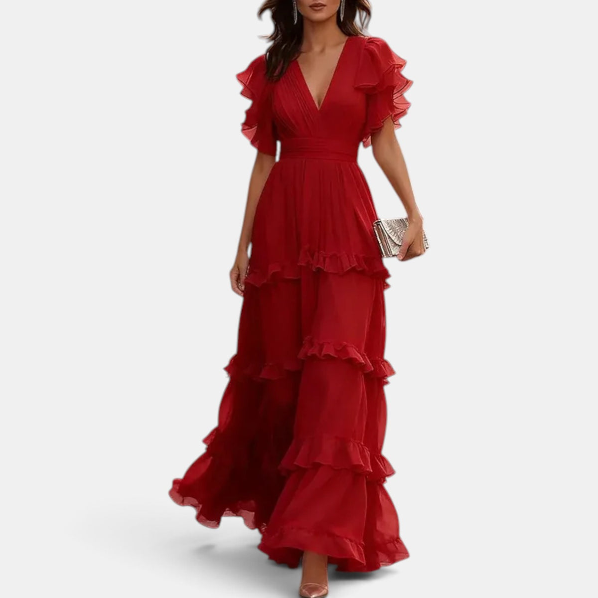 Summer Long Wedding Guest Dress with Ruffles