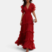 Summer Long Wedding Guest Dress with Ruffles