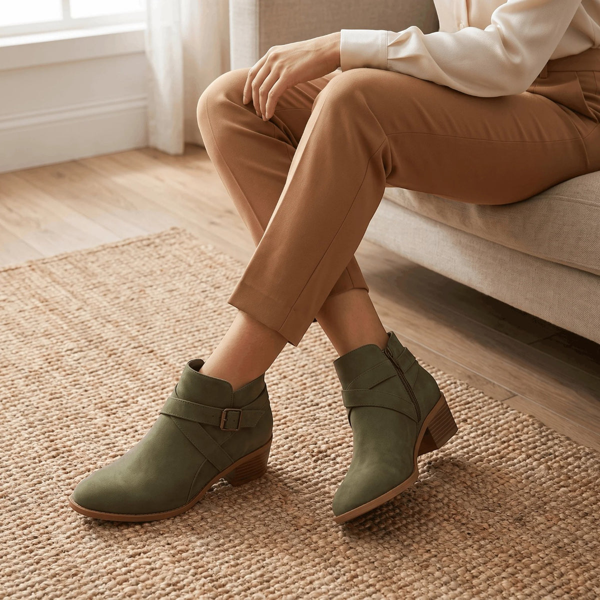 Botines Mujer Ante Tacón Bloque