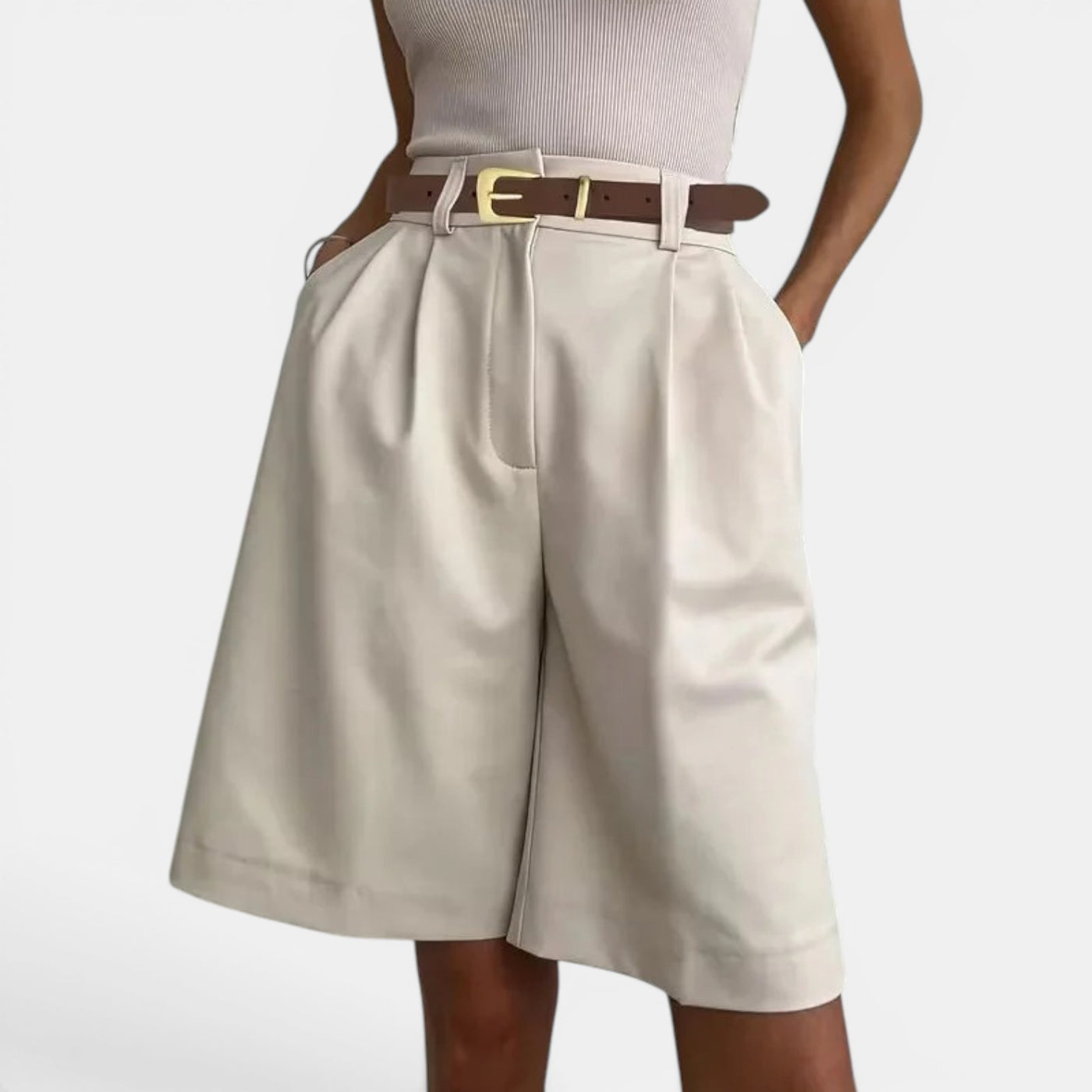 Women's Shorts with Gold Buckle