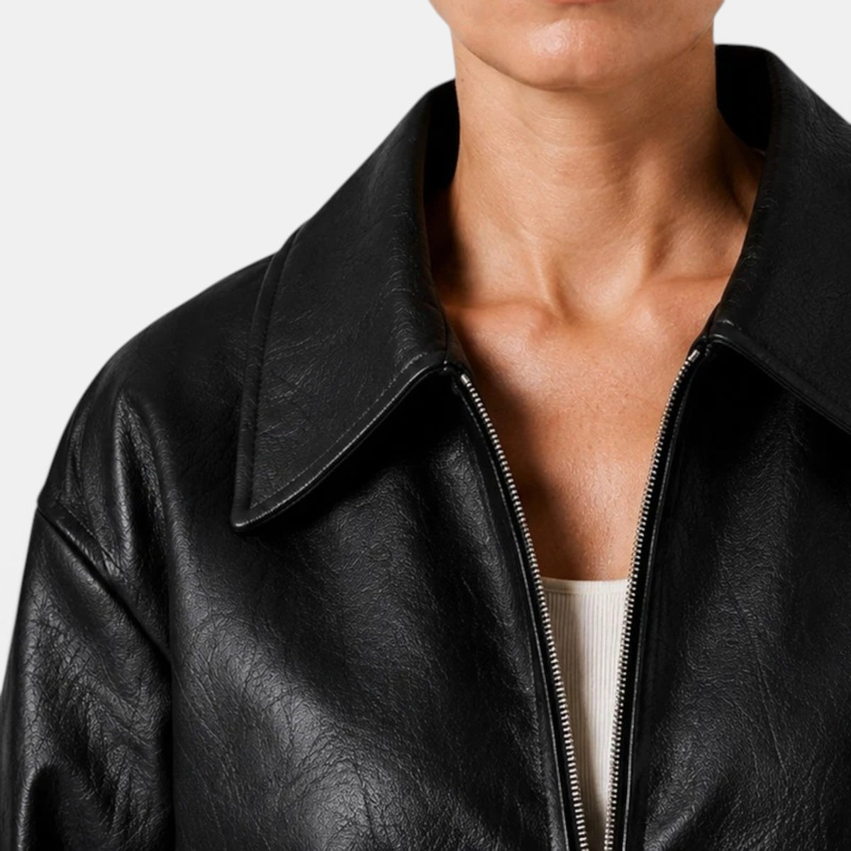 Chaqueta Mujer Efecto Piel con Cremallera