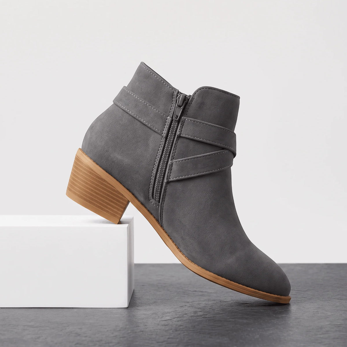 Botines Mujer Ante Tacón Bloque