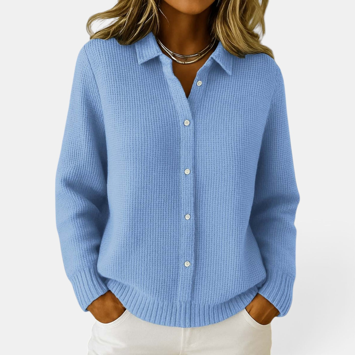 Women's Button-Up Knitted Cardigan Blended Cotton Jacket