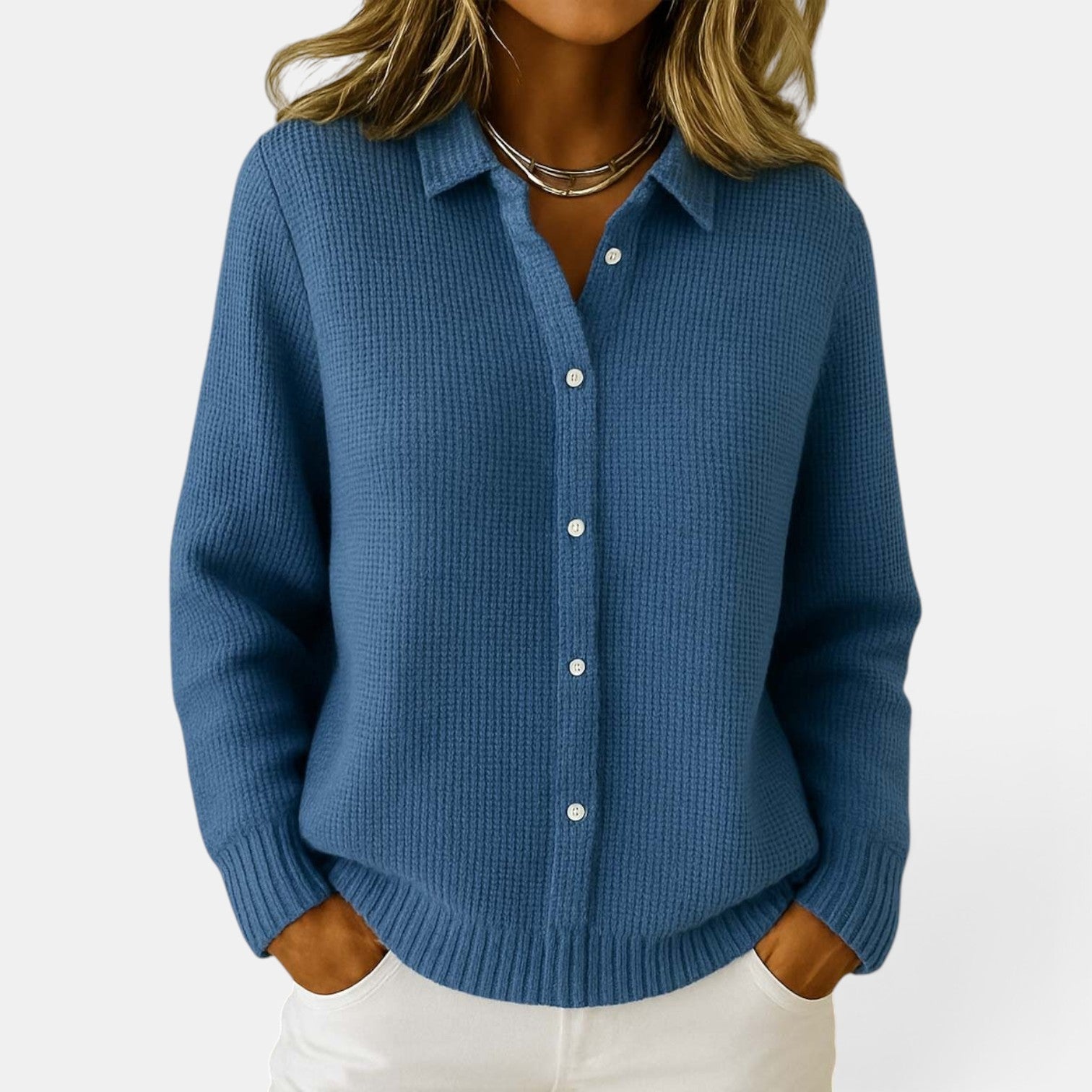 Women's Button-Up Knitted Cardigan Blended Cotton Jacket