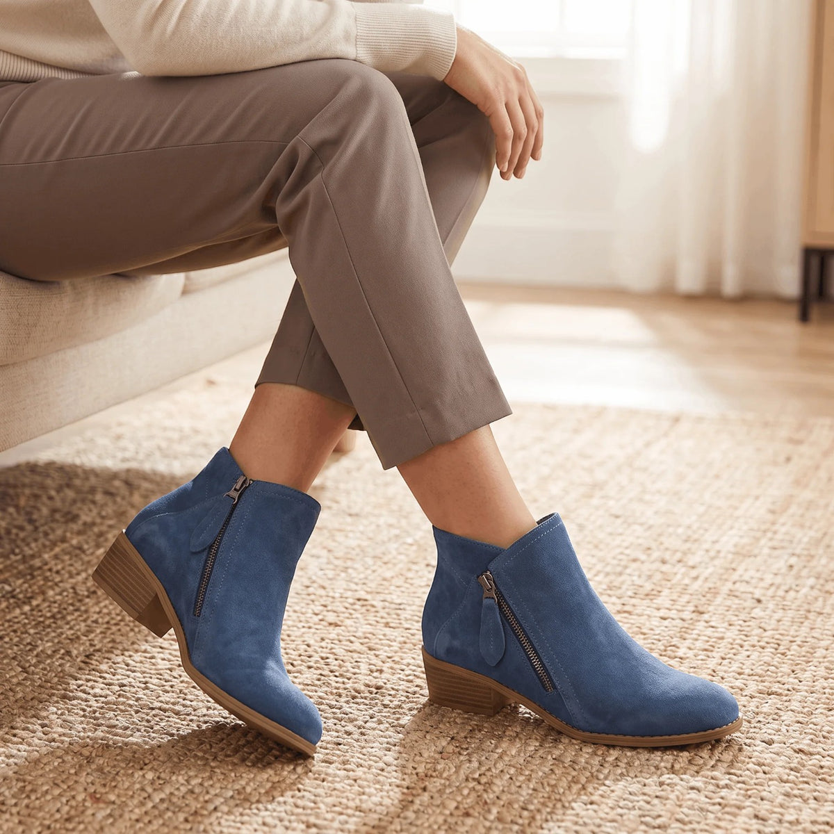 Botines Mujer Ante Tacón Bloque