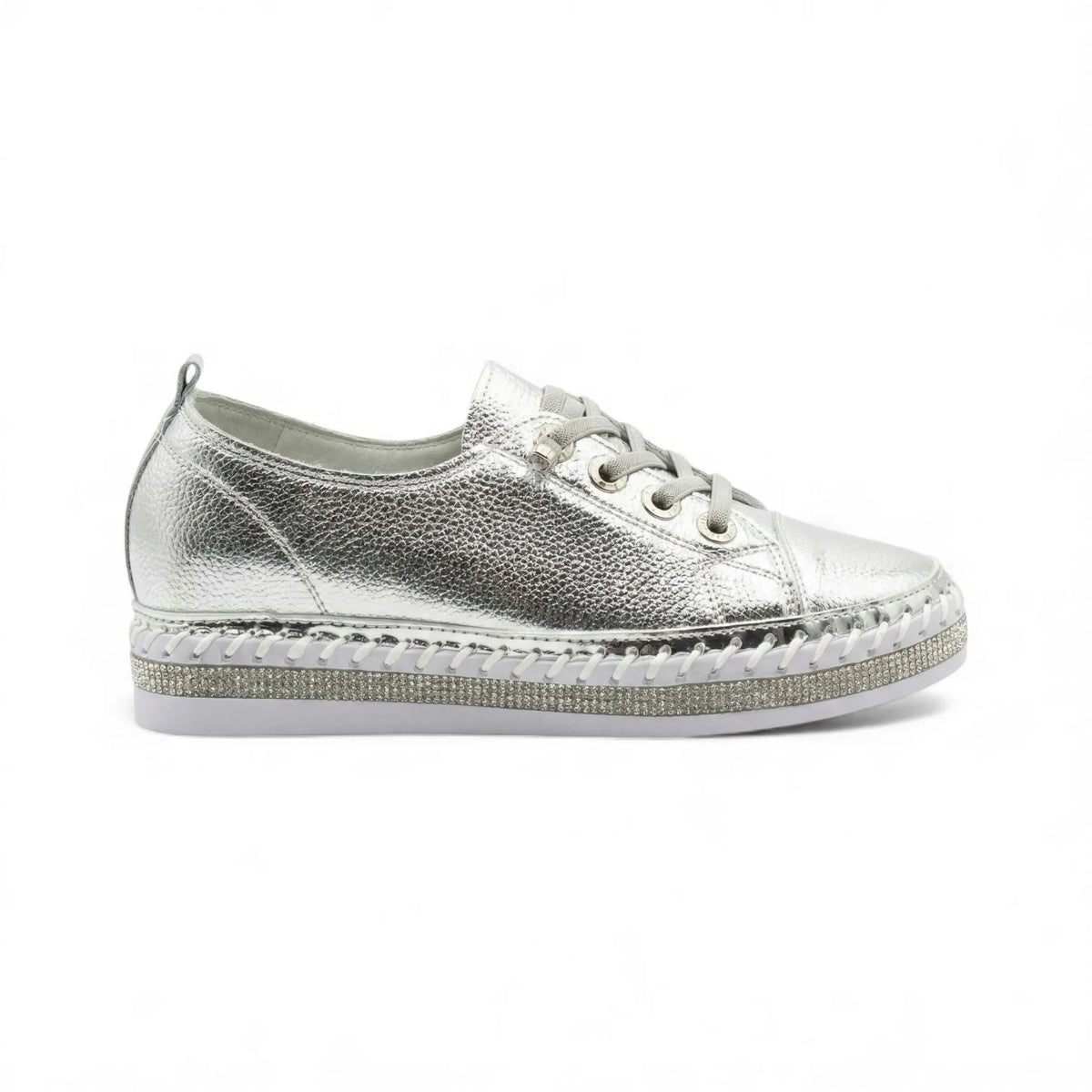 Women's White Sneakers with Crystals