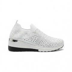 Women's Rhinestone Wedge Sneakers - Crystal Embellished