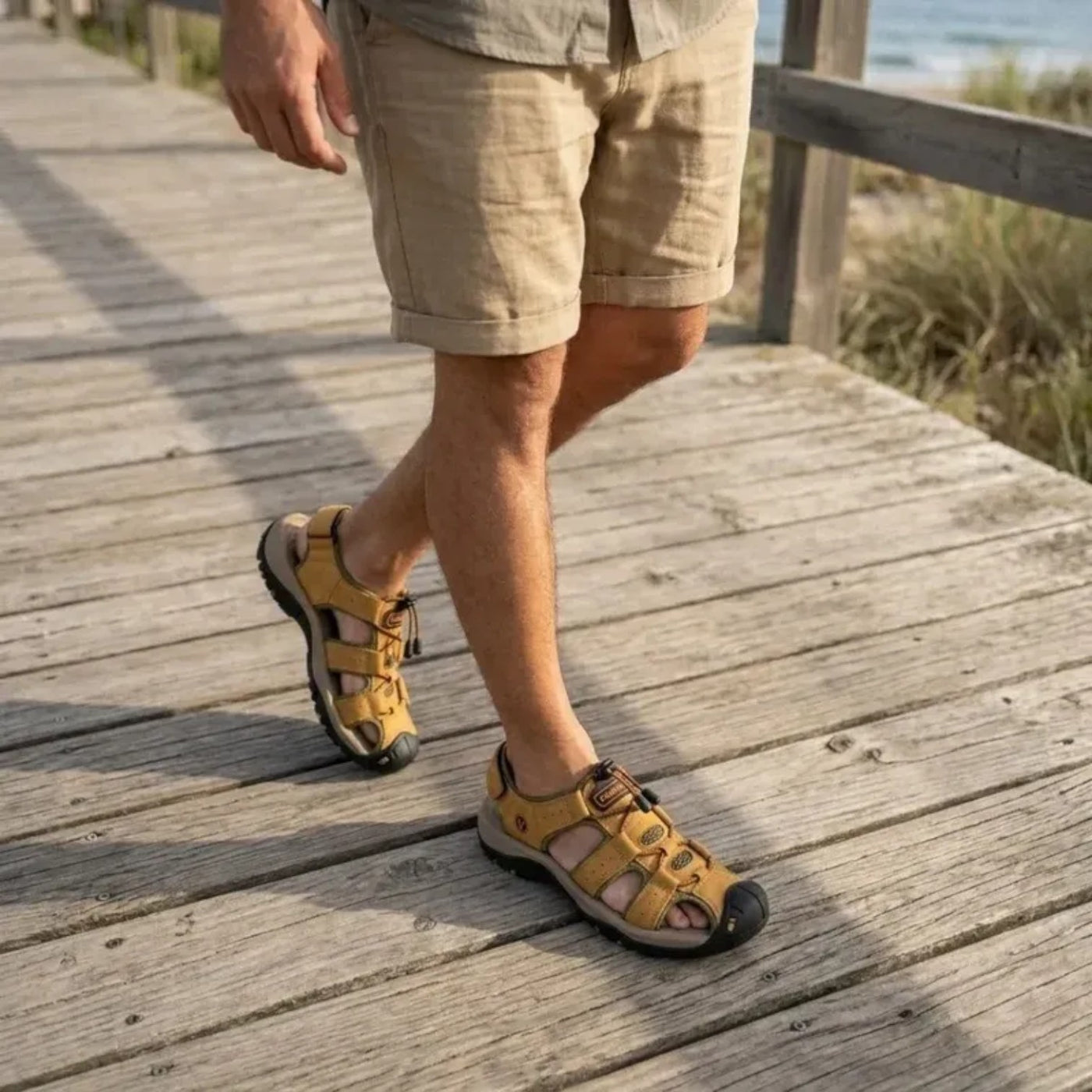 Sandalias Hombre Cuero Transpirables Verano