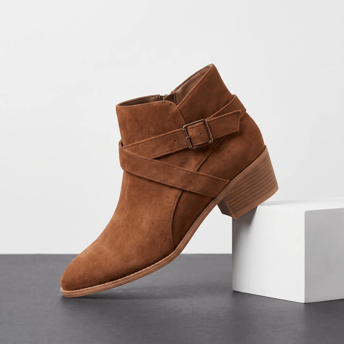 Botines Mujer Ante Tacón Bloque