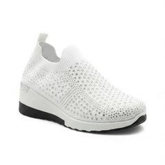 Women's Rhinestone Wedge Sneakers - Crystal Embellished