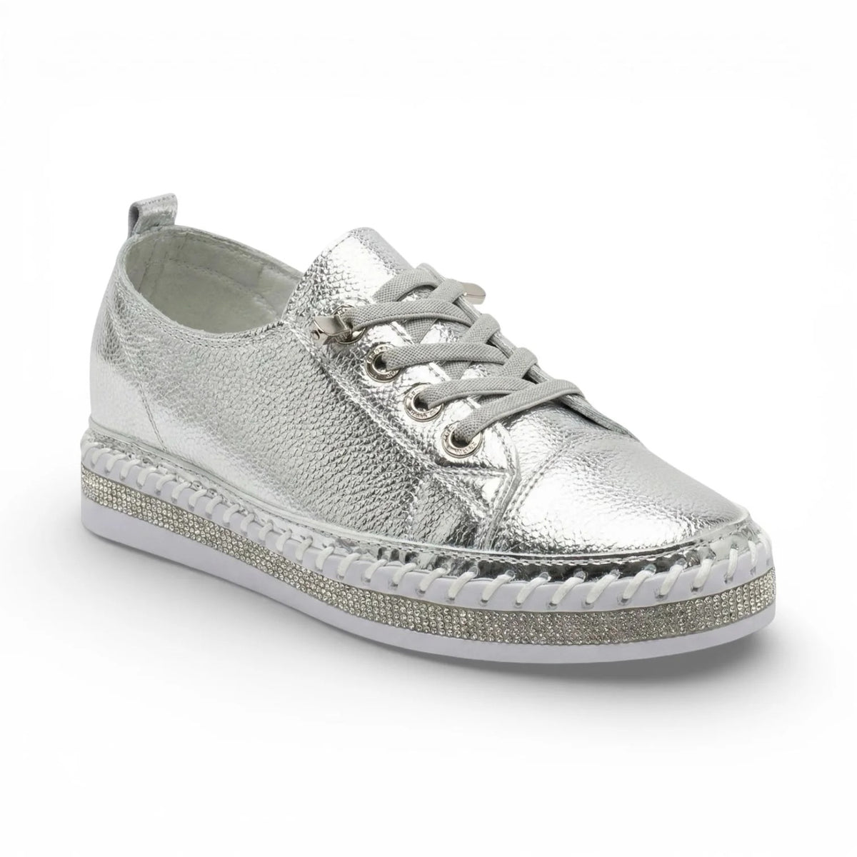 Women's White Sneakers with Crystals