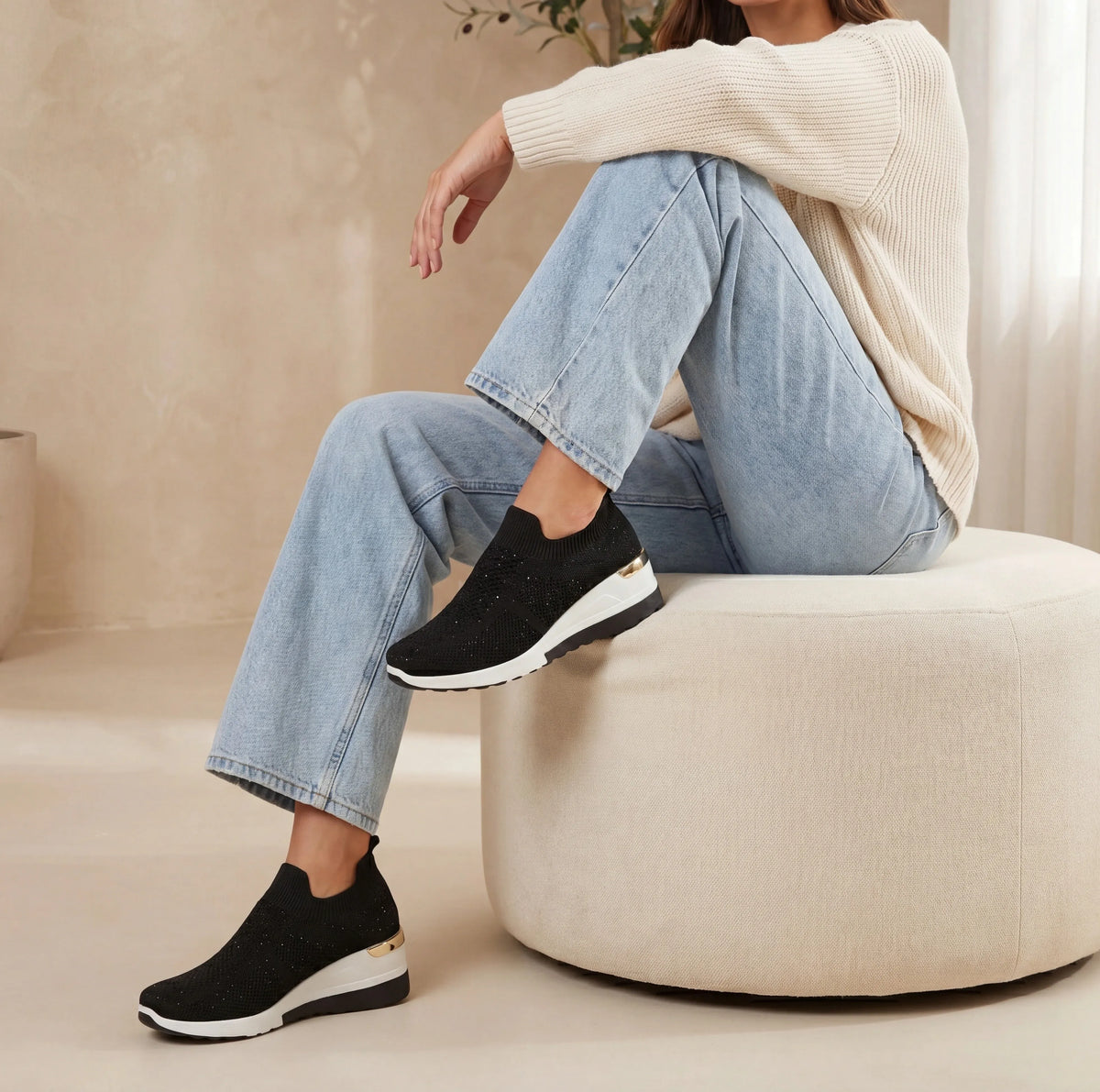 Zapatillas Mujer Cuña con Cristales