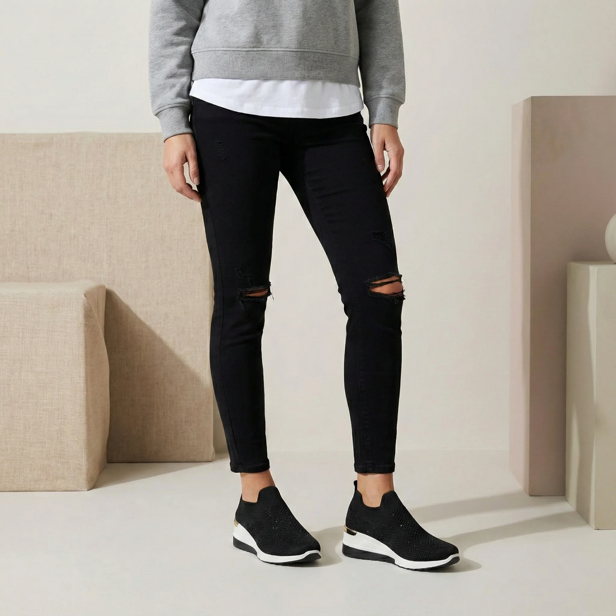 Zapatillas Mujer Cuña con Cristales
