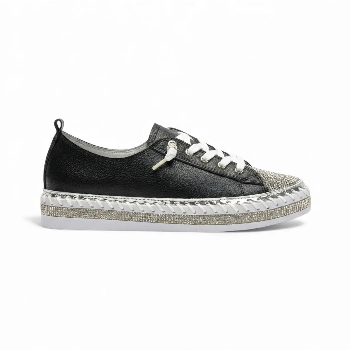 Women's White Sneakers with Crystals