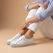 Women's White Sneakers with Crystals