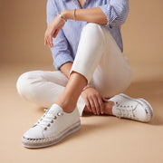 Women's White Sneakers with Crystals