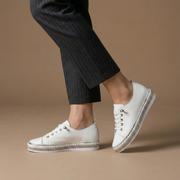 Women's White Sneakers with Crystals