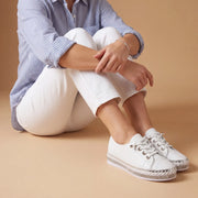 Women's White Sneakers with Crystals