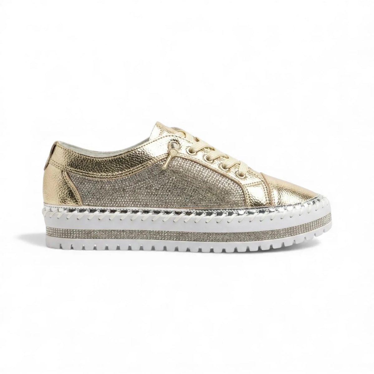 Women's White Sneakers with Crystals