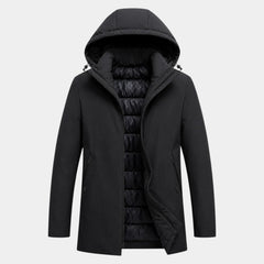 Parka Hombre con Capucha y Forro Acolchado Largo Medio