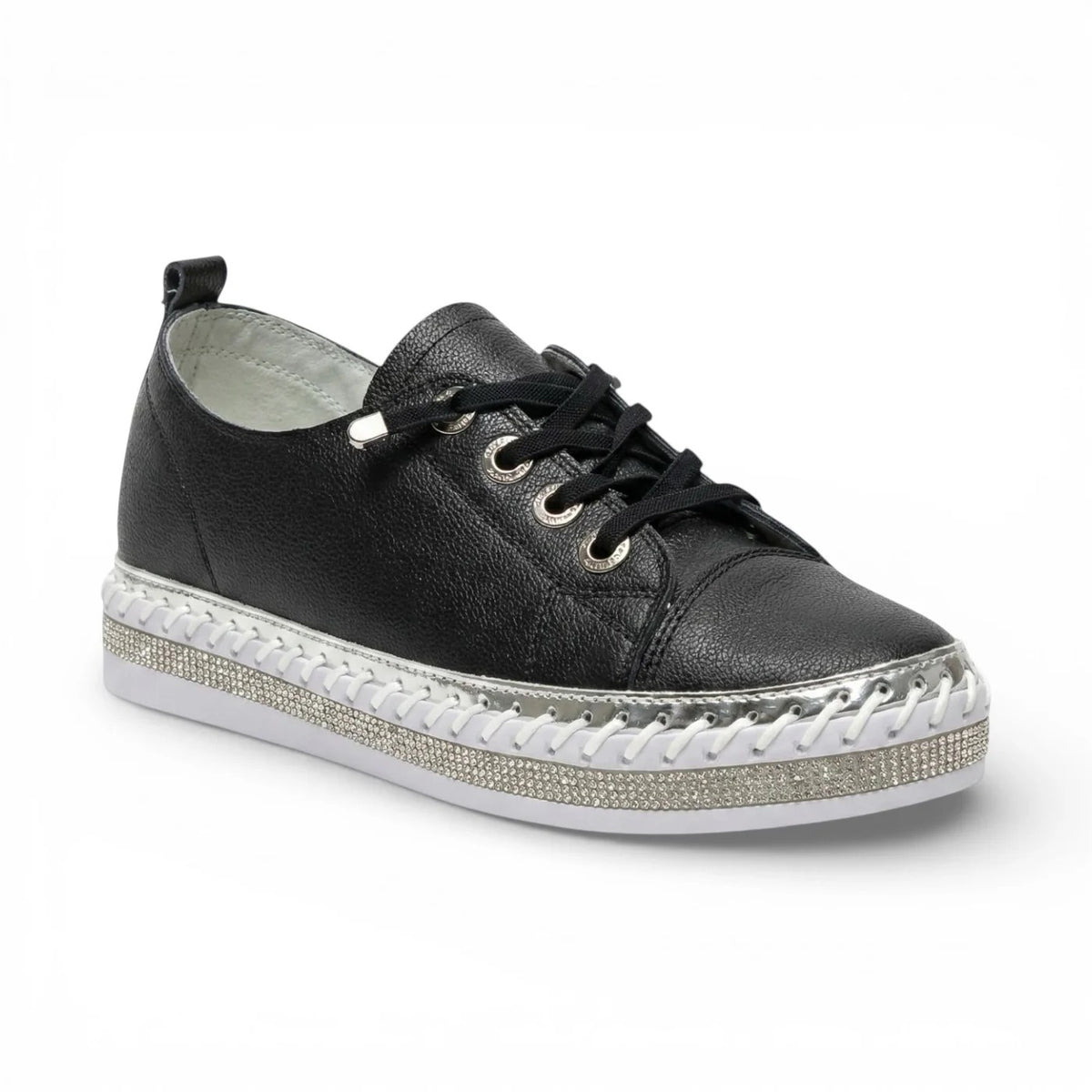Women's White Sneakers with Crystals