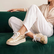 Women's Platform Sneakers with Pearls and Zipper