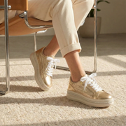 Women's Platform Sneakers with Pearls and Zipper