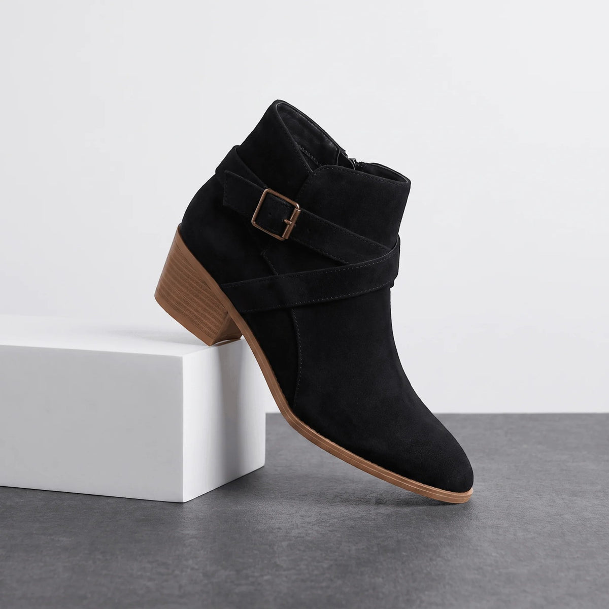 Botines Mujer Ante Tacón Bloque