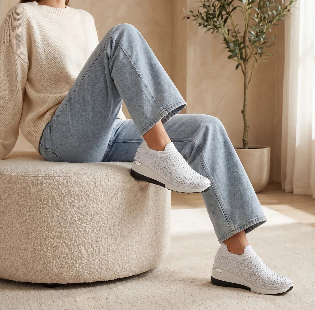 Zapatillas Mujer Cuña con Cristales