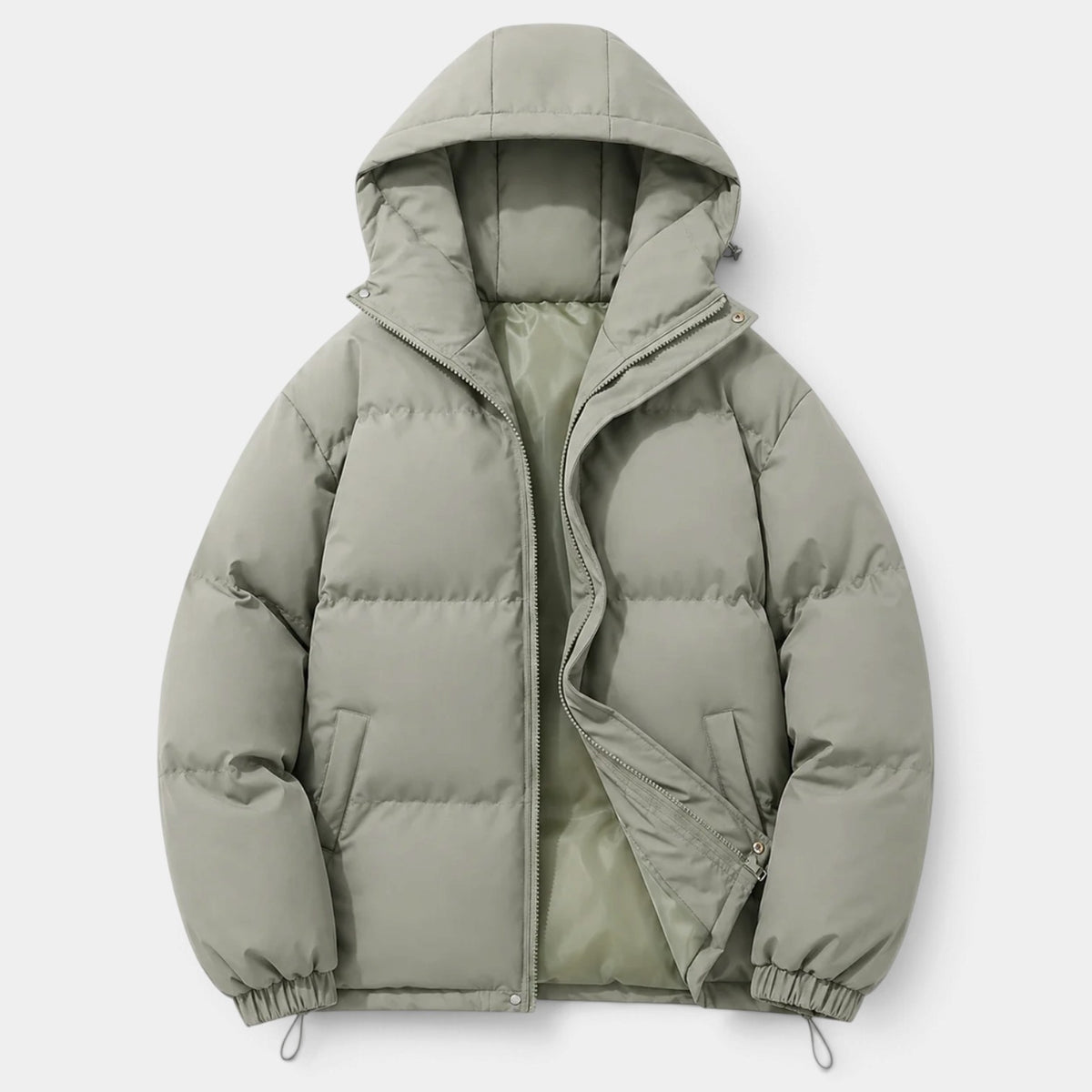 Chaqueta Hombre Acolchada Oversize con Capucha y Bajo Ajustable