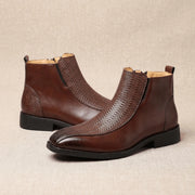 Botines Hombre Piel Cremallera Lateral
