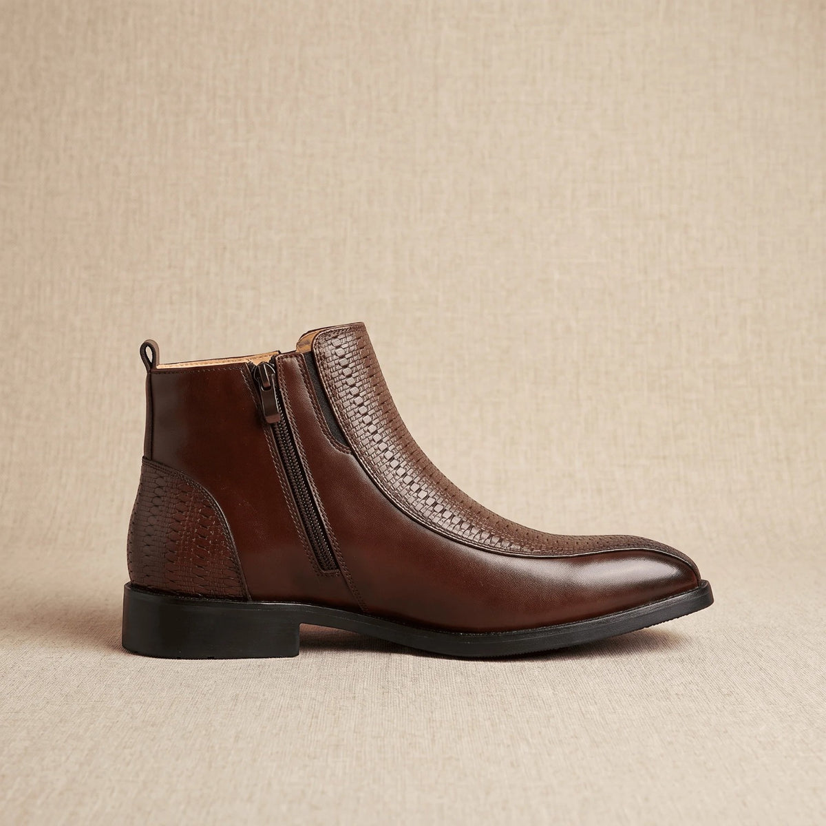 Botines Hombre Piel Cremallera Lateral