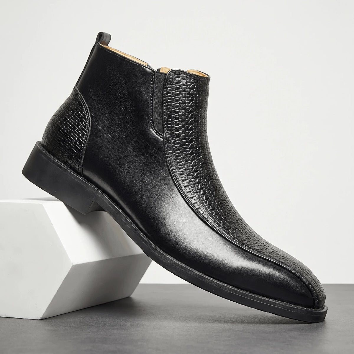 Botines Hombre Piel Cremallera Lateral